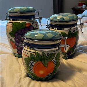 Capriwear Michael’s Orchard Colorful Fruit-Themed Ceramic Canisters